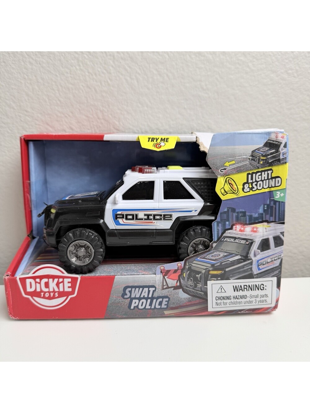 Dickie Toys SWAT Police SUV Light & Sound Toy Vehicle New Box Shelf Wear 3+